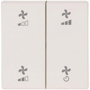 Kryt RF tlačítka 55x55mm s potiskem (Ventilace) Lesklá bílá | CWIZ-02/61