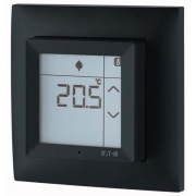 RF dotykový pokojový termostat 0-40°C s vlhkoměrem 10-95% teplo.vstup. Komplet s rámečkem. Jet černá | CPAD-00/199