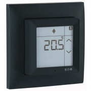 RF dotykový pokojový termostat 0-40°C s vlhkoměrem 10-95% teplo.vstup. Komplet s rámečkem. Jet černá | CPAD-00/199