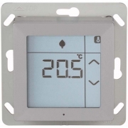 RF dotykový pokojový termostat 0-40°C s vlhkoměrem 10-95% s teplotním vstupem.Stříbrná. Matná. SHC | CRCA-01/14