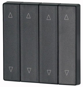 Kryt RF tlačítka 4x1/4 55x55mm. Nahoru-dolů. Černá Jet. Matná | CWIZ-04/29