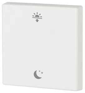 Kryt RF tlačítka 55x55mm s potiskem (Ráno. Večer) Bílá lesklá | CWIZ-01/e1